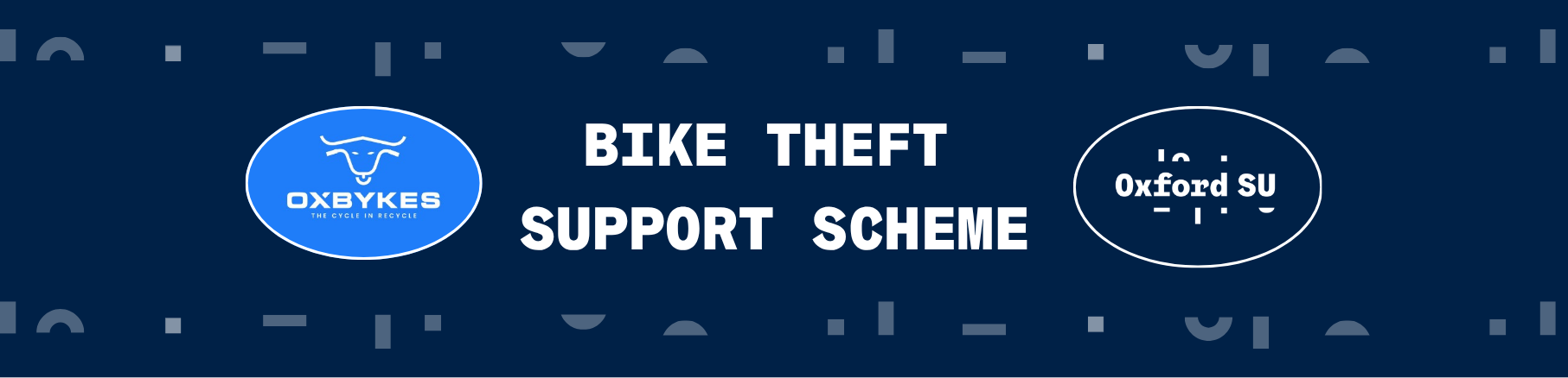 Bike theft support scheme banner with Oxford SU and OxBykes logos.