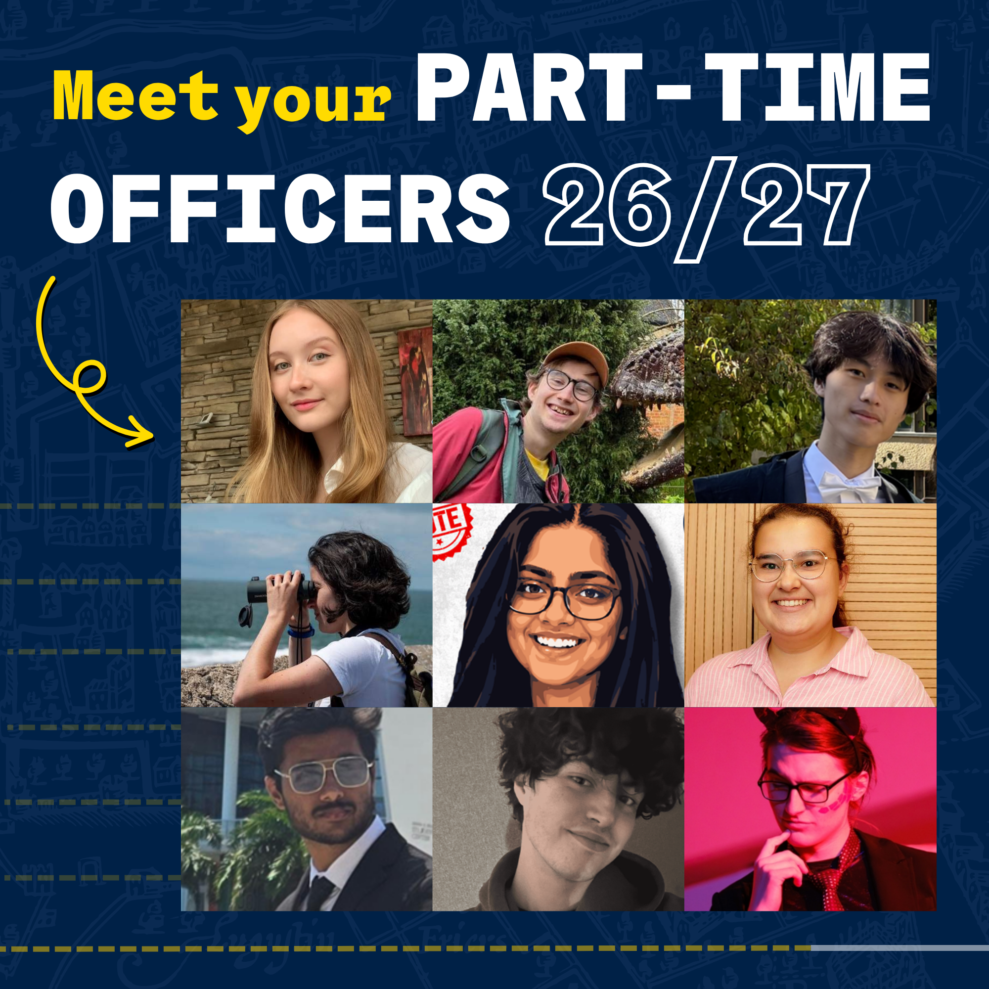 Artwork that says 'Meet your Part-time Officer 2026/27'